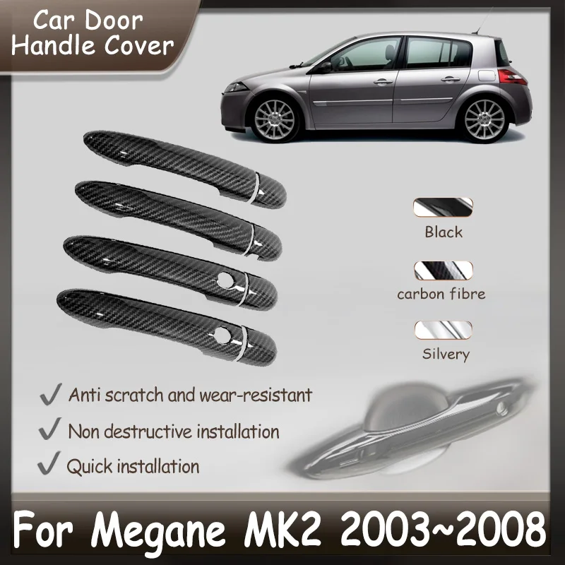

Чехлы на дверные ручки для Renault Megane 2 II MK2 2003 ~ 2008 2004 2005 2006 2007 автомобильные наклейки из углеродного волокна, внешние аксессуары