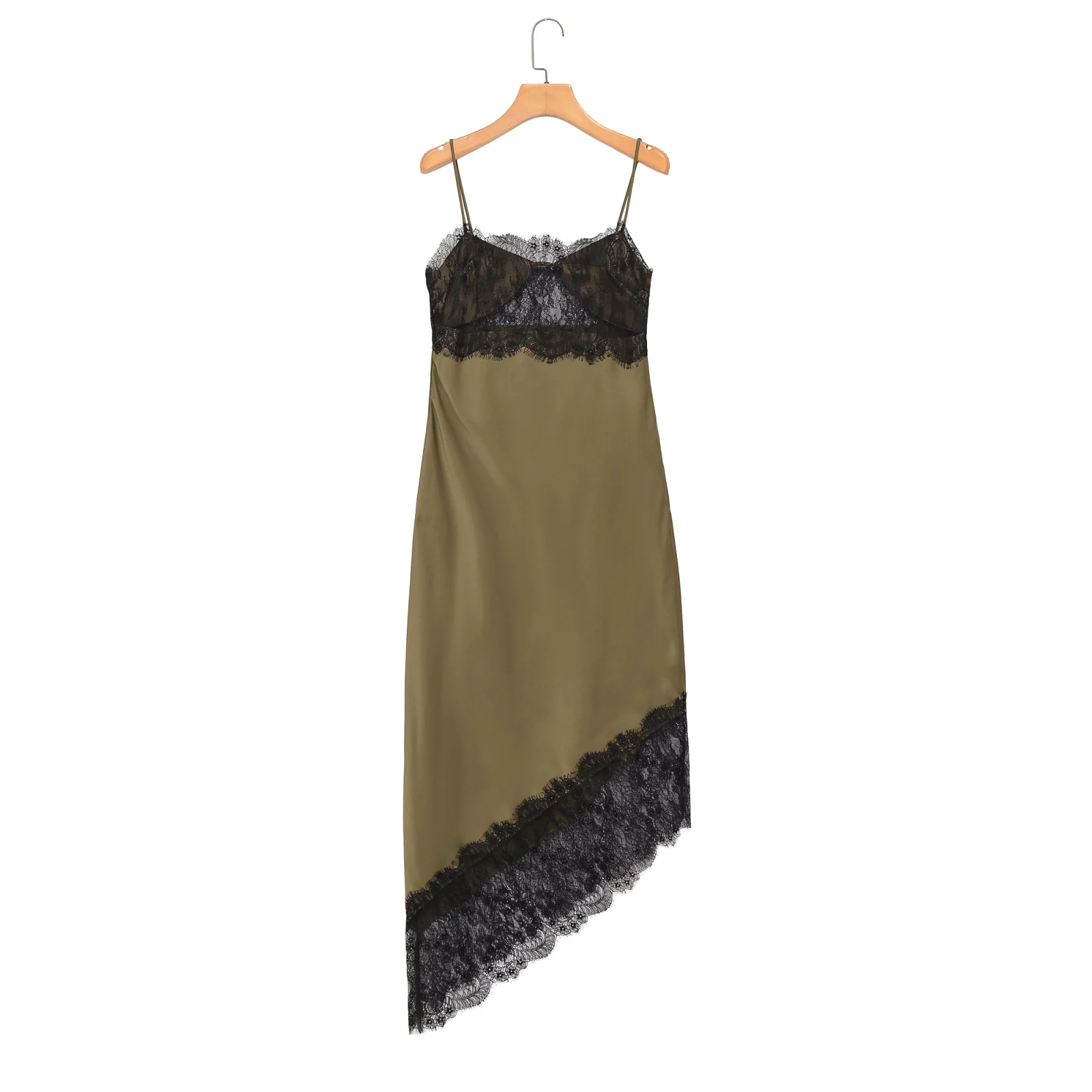 Zevity Women Sexy Hollow Out Lace Stitching Asymmetrical Sling Dress Female Chic Side Zipper Club Brand Party Vestidos DS9543 view 2