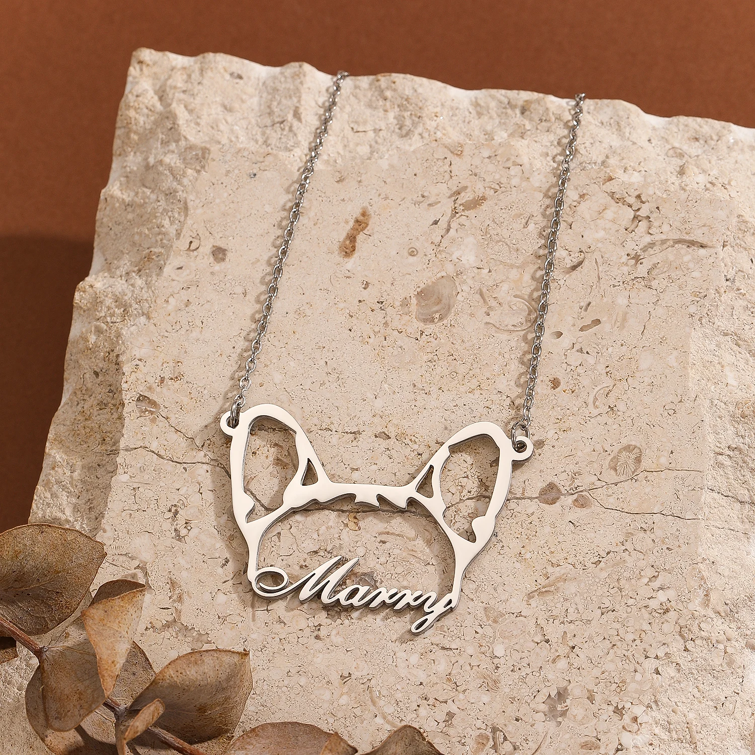 QIAMNI Unique Stainless Steel Fashion French Bulldog Pendant Custom Name Chain Necklace Pet Dog Animal Jewelry Gift Decorations﻿