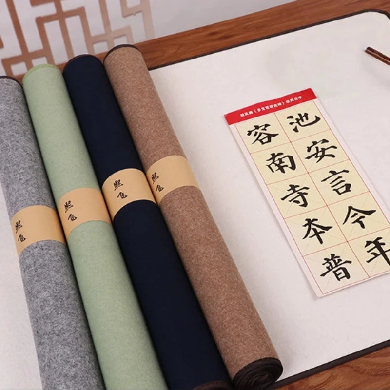 Edge Wrapped Wool Felt Mat Anti Ink Penetration Calligraphy Woolen Felt Pad Student Beginner Large Chinese Art Desk Organizer