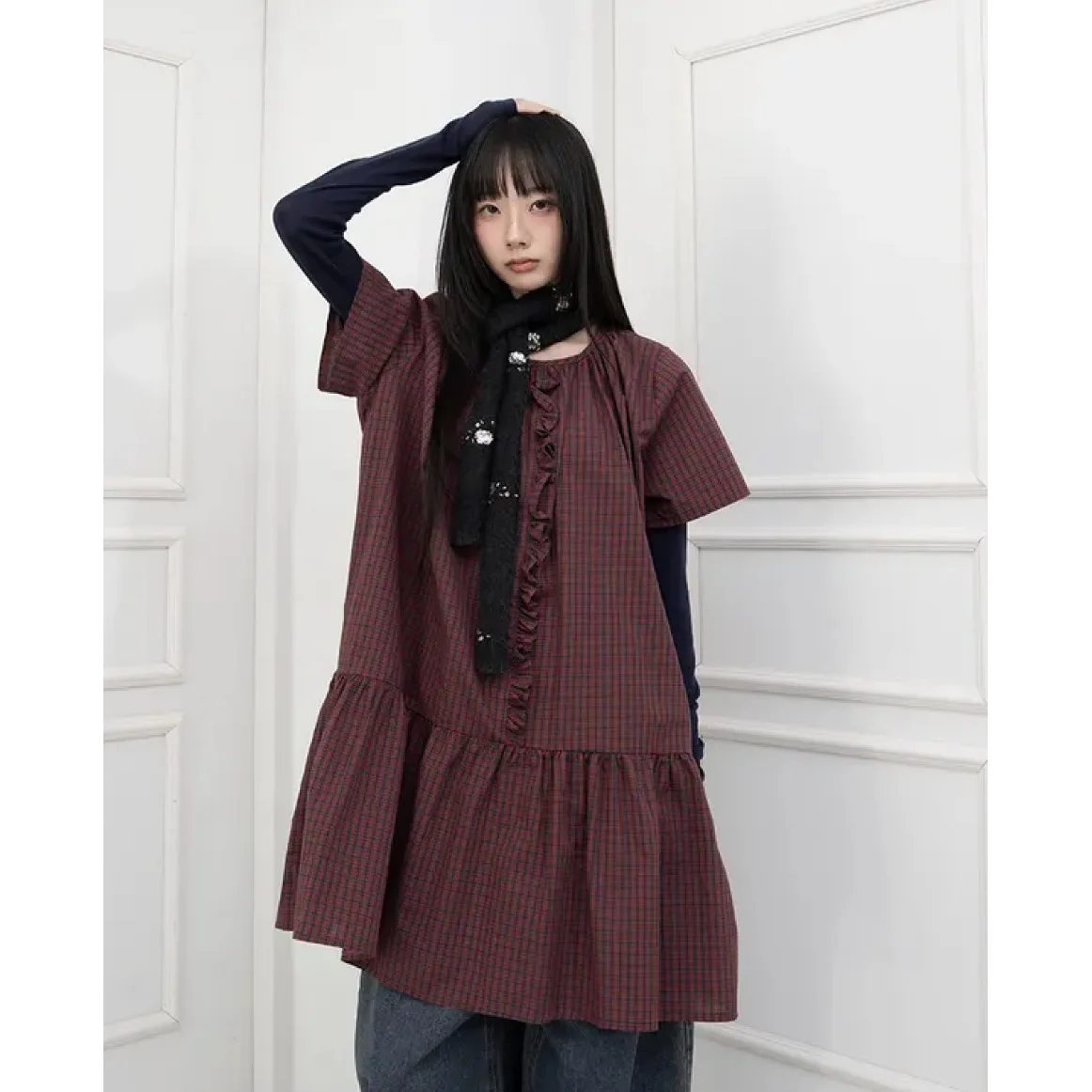 

Summer 2026 New Retro College Style Japanese Loose Short Sleeve Women's Dress Trendy Cotton Polyester Blend Daily Wear