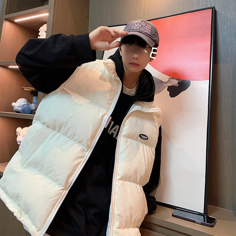 

Утепленный зимний жилет для мужчин: молодежный, теплый, модный, на молнии, однотонный, больших размеров, повседневный стиль