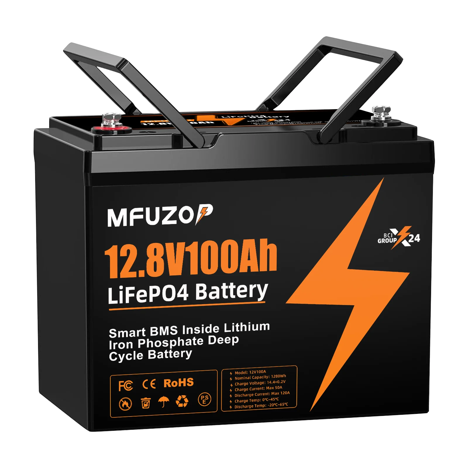値下げしました！ MFUZOP LiFePO4バッテリー 12V 100Ah MFUZOP 12V 100Ah Lithium LiFePO4 Battery with 100A BMS Perfect for