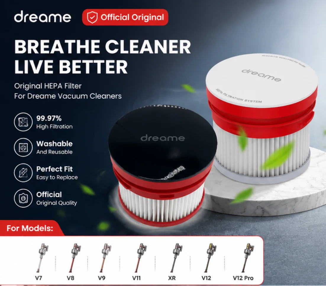 Peça de substituição original do filtro HEPA Dream para aspirador de pó portátil VVN6 VVT1 VTS1 V12 Pro Element Access Optional