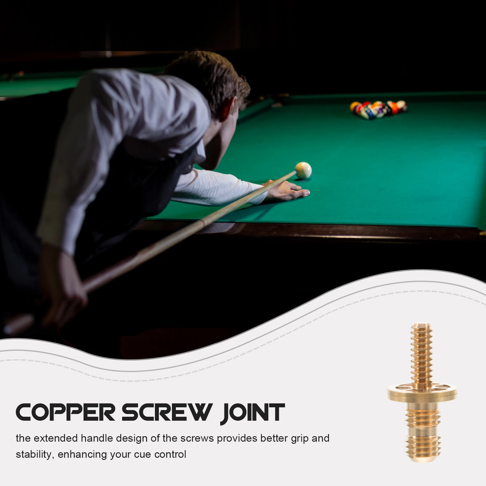 Vite in rame per biliardo Perno di giunzione da biliardo resistente da 3/4 pollici Hardware di collegamento per stecca da biliardo durevole per il controllo della stecca
