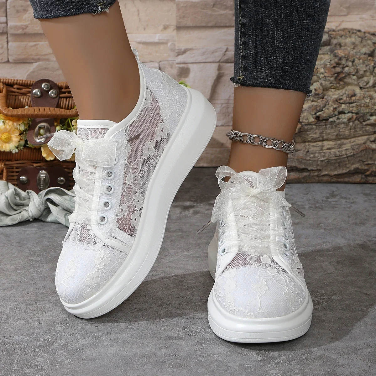 

Women Sneakers Fashion Fashion Summer Casual White Shoes Lace Canvas Breathable Designer Shoes Woman Sneakers Zapatos De Mujer