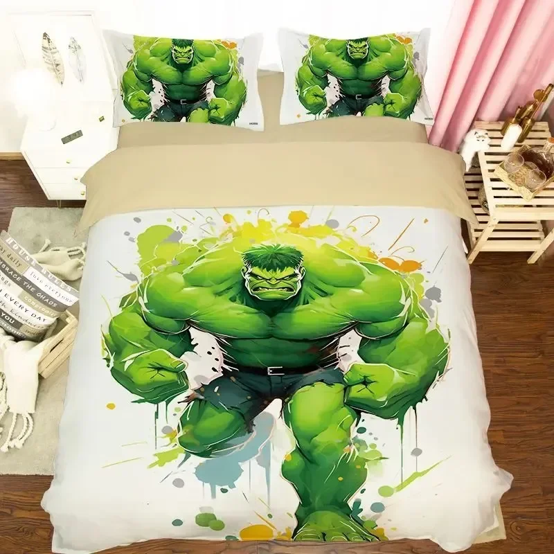 

Anime Duvet Cover Set Comfortable Cartoon Hulk Print Home Double Bedding Set Duvet Cover Pillowcase 2/3pcs