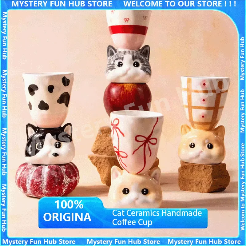 

14cm Creative Cat Coffee Cup Cartoon Ceramics Cup 160ml Handmade Cup Home Breakfast Mug Milk Juice Water Cup Christmas Gifts