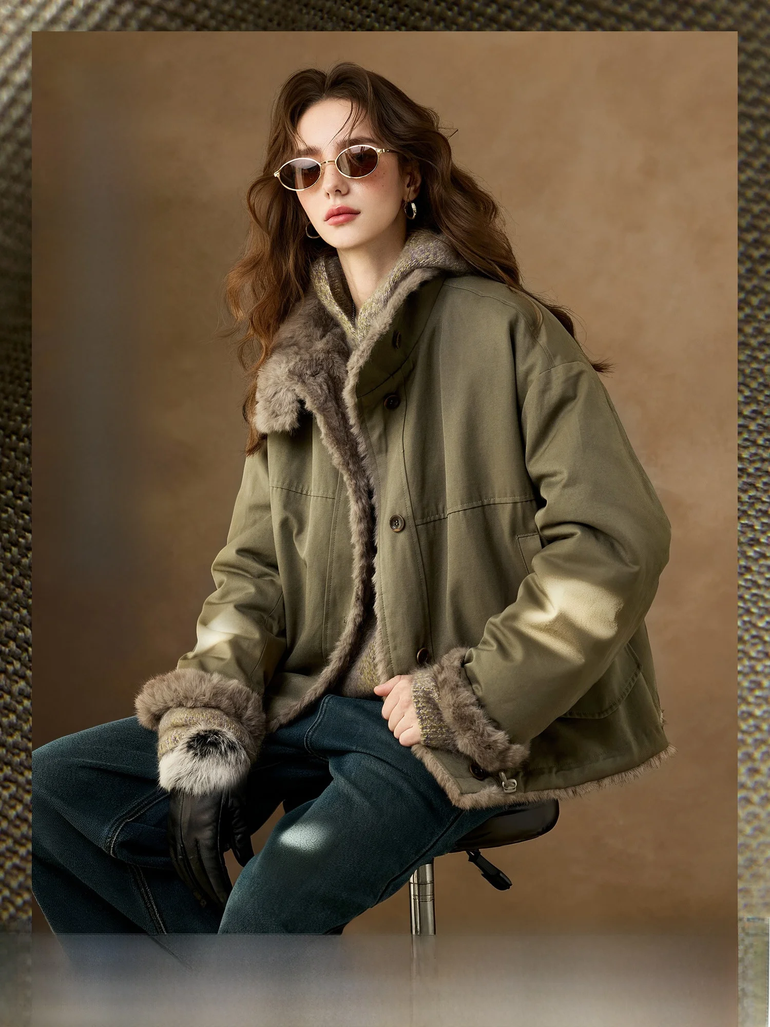 

Double-Sided Wearable Pumpkin Valley Parka Coat for Women Winter 2026 New Warm Faux Fur Barn Style Ring Bearer Fur Coat
