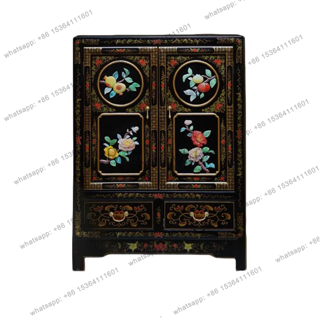

TS36 Chinese style talc inlaid hand-painted lacquered entrance locker 90 * 40 * 120cm