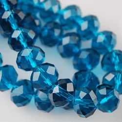 Rondelle Faceted Czech Crystal Glass  Peacock Blue Color 3mm 4mm 6mm 8/10/12/16 18mm Loose Spacer Beads for Jewelry Making DIY