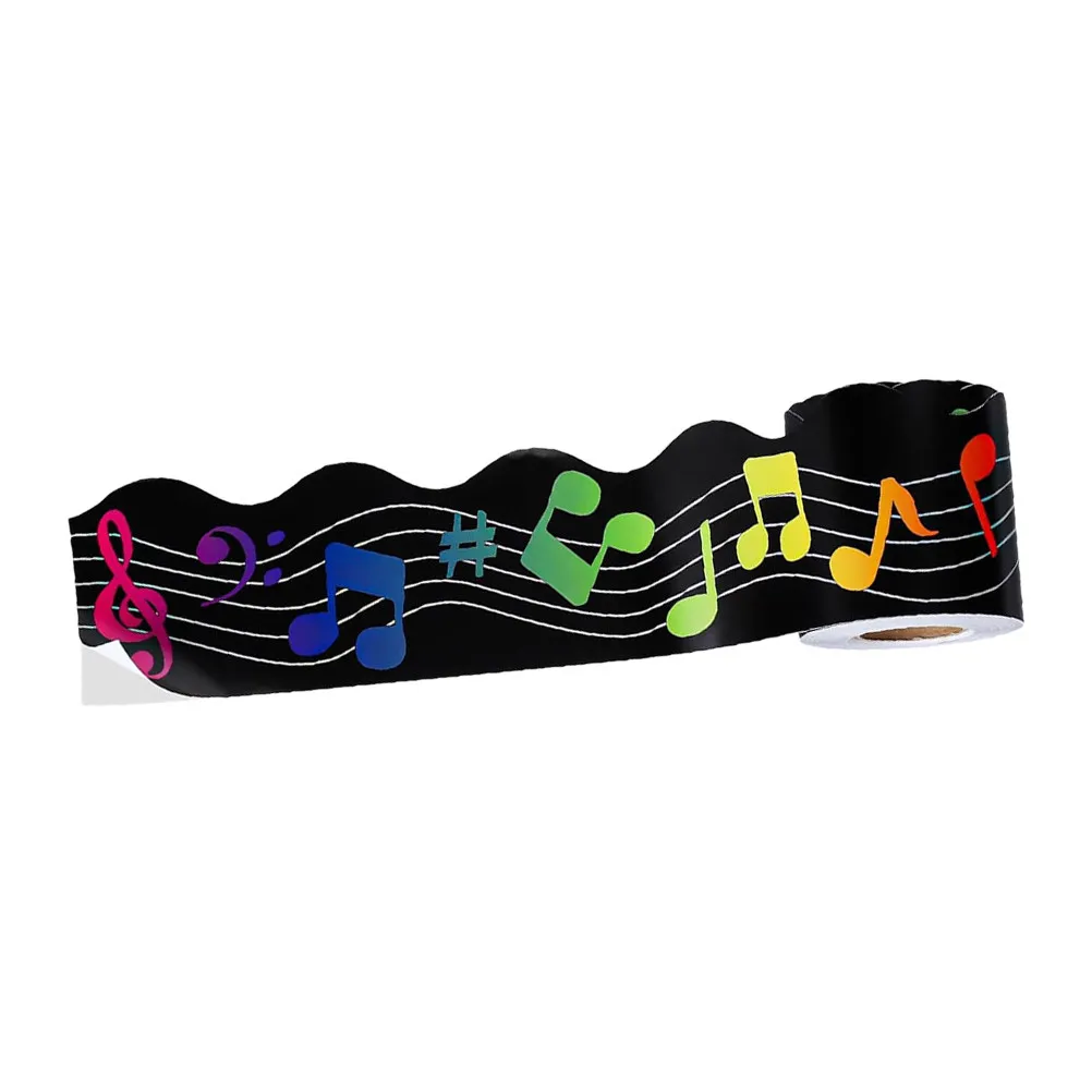 

1 Roll Music Themed Border Sticker for Bulletin Board Classroom Decor Chalkboard Trim DIY Wall Decal Fade Resistant Copperplate