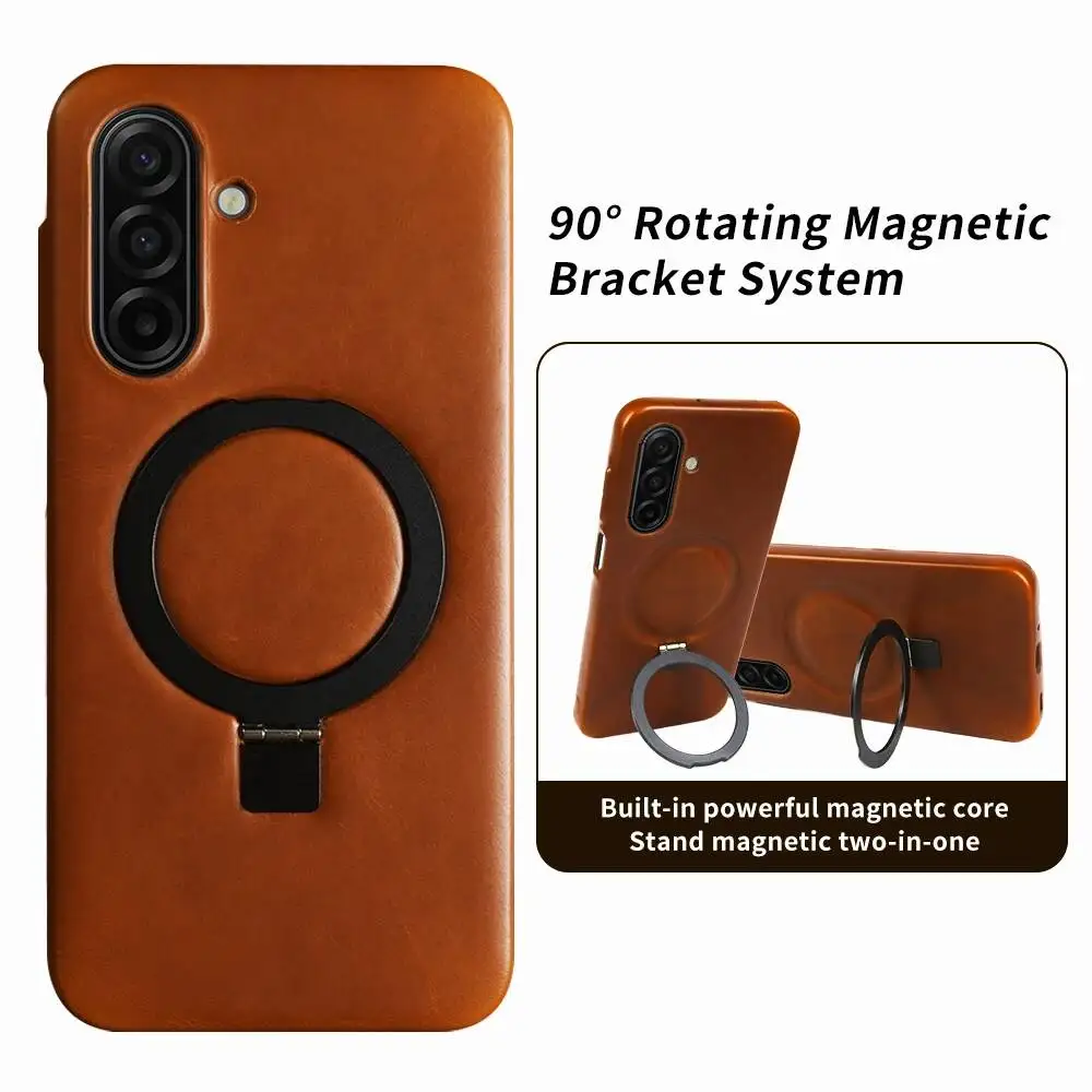Genuine Leather Bracket Ring Case For Samsung Galaxy A17 A55 A56 A26 A36 A16 A07 A35 A13 A06 A34 A54 Phone Cover view 4