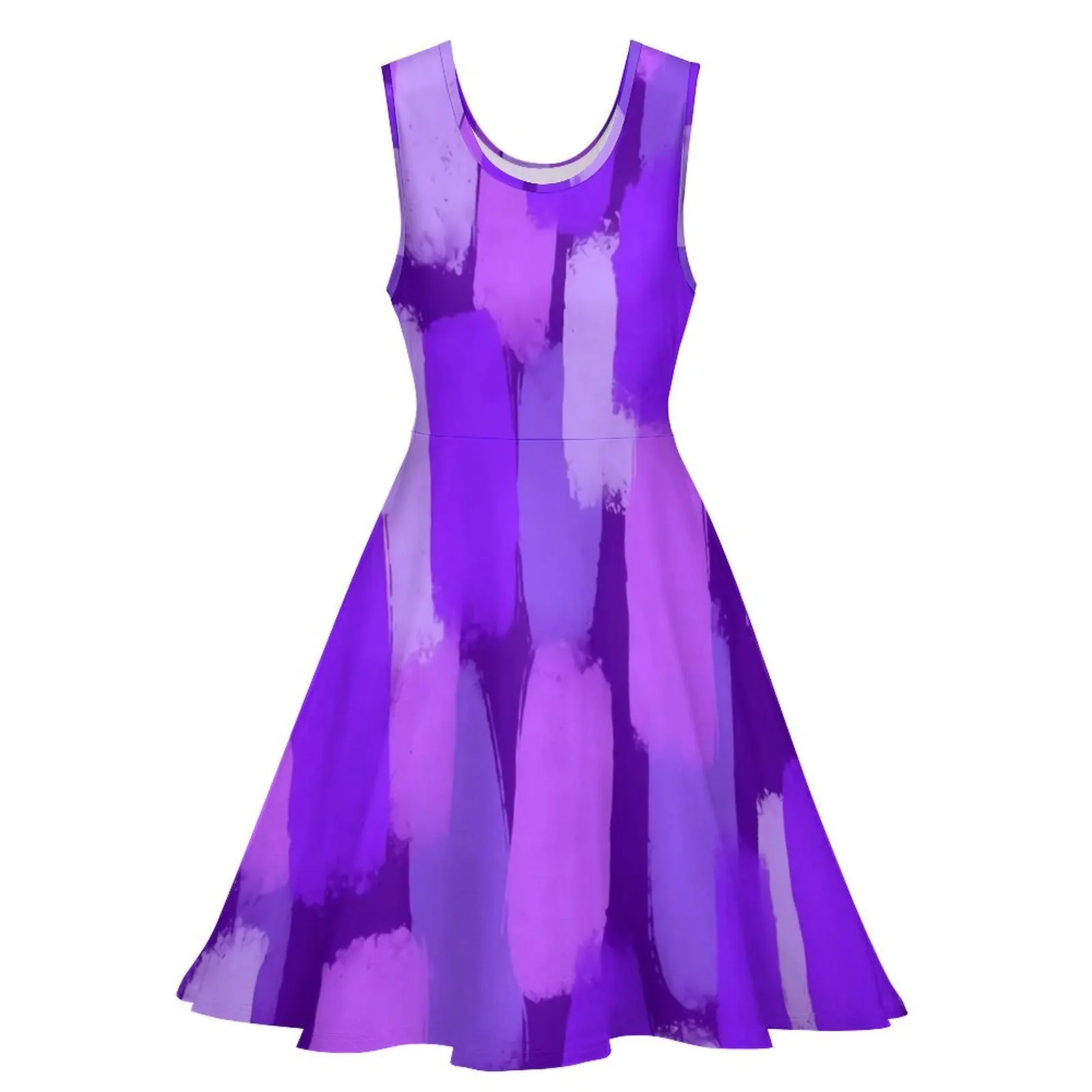 Purple Paint Brush Dress Sleeveless Abstract Art Casual Dresses Summer Woman Oversized Trendy Graphic Skate Dress