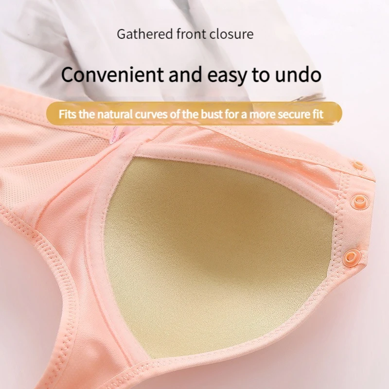 New Plus Size Front Buckle Breastfeeding Underwear Non-steel Rings Push-up Side-closed Thin Cup Button Vest Bra For Mothers