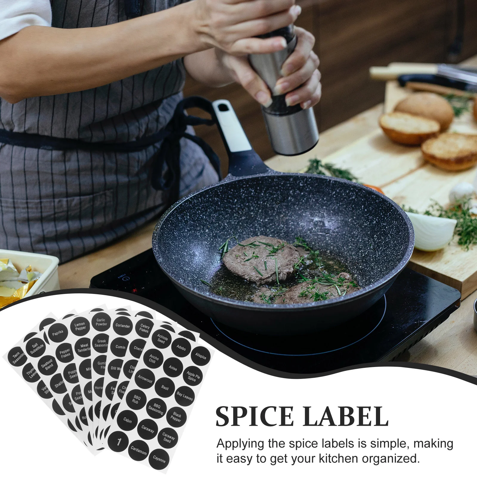 Auto-adesivo Round Label Marking para Kitchen Spice, Condiment Bottle Stickers, Jar Printed Labels, Preprinted, 8 Folhas