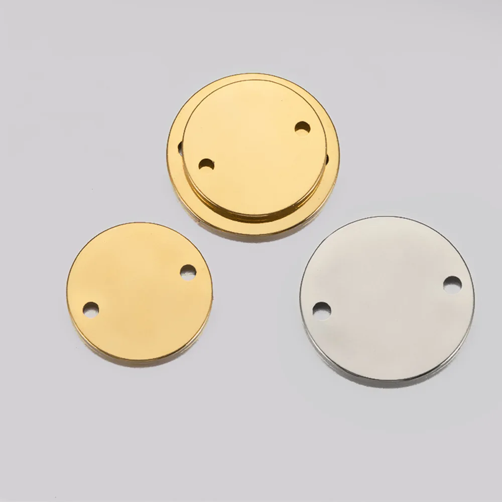

10PCS Double Hole Round Brand Stainless Steel Connector Personalized Jewelry Handmade DIY Accessories Wholesale Direct Sales