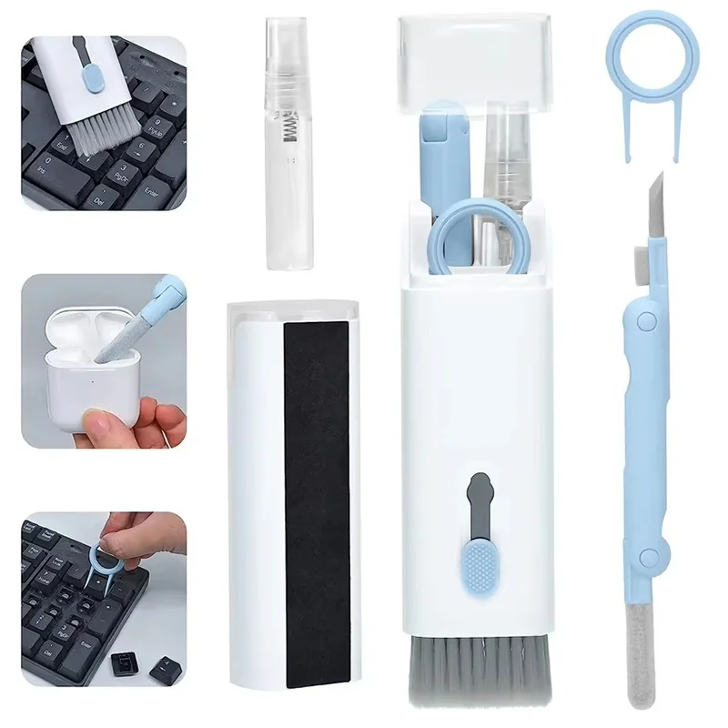 7 In 1 Headset Cleaner Brush Kit Keyboard Cleaning Pen Keycap Puller Dust Tool For AirPods Laptop Tablet Camera Computer Phone