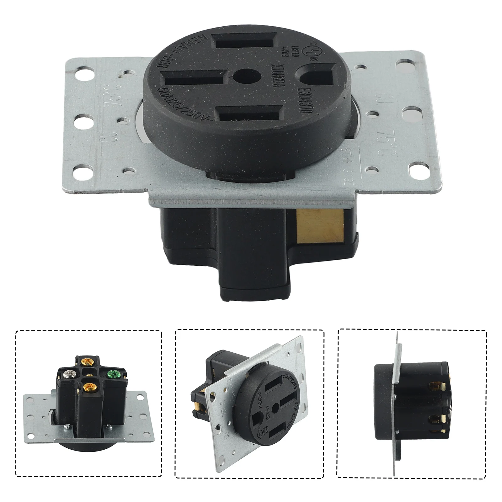 Flush Mount For NEMA 1450R Receptacle 50A 125/250V 3 Pole 4 Wire Grounding for Power Generation and Distribution