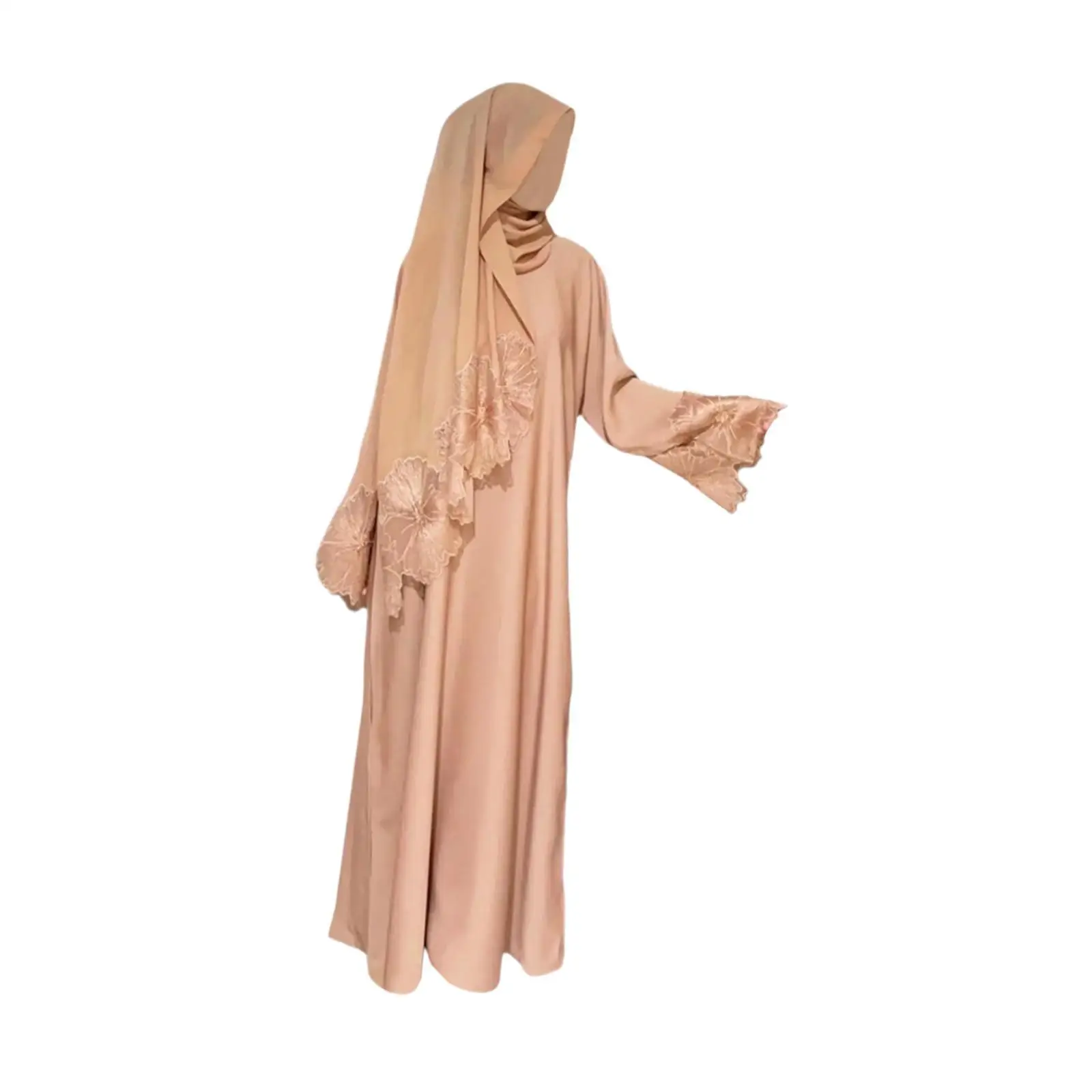 Muslim Robe for Women Middle Eastern Clothing Kaftan Robe Long Sleeves Loose Fit