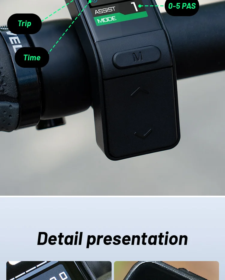 E-Bike-Display SW102T LCD-Bildschirm 0-5 Stufen für BAFANG BBS01B BBS02B BBSHD Mittelmotor E-Bike-Computer mit PAS UART-Protokoll – Detail 5