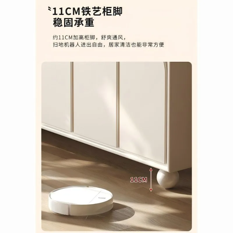 French cream style solid wood dining side cabinet living room partition entrance integrated drawer storage storage tea cabinet