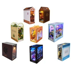 DIY Mini 3D Puzzles Wooden Doll House Kit Book Nook Kit Assembly Building Model Bookshelf DollHouses Toys For Xmas Gifts