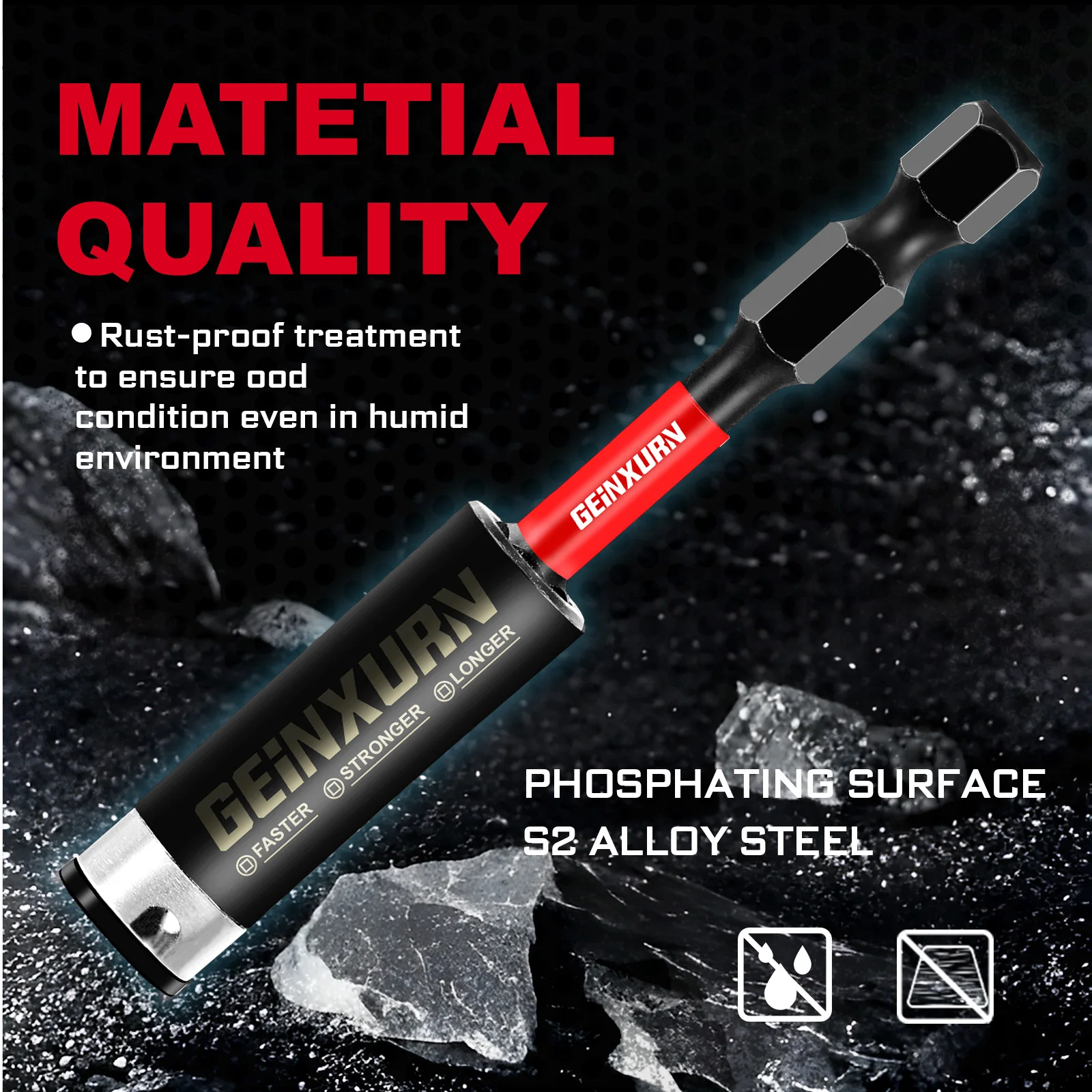 Geinxurn 54PCS 1“2”3"6"Impact Magnetic PZ1,PZ2,PZ3 Screwdriver Bit Set,S2 Alloy Steel Bit with Magnetizer/Demagnetizer with Base view 4