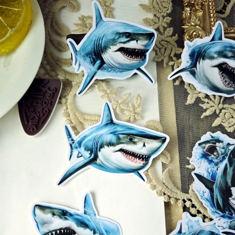 17pcs Handbook Marine animals watercolor shark stickers for phone car Label Decorative Stationery Scrapbooking DIY Diary Album