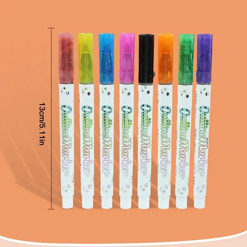 علامة الخطوط العريضة الذاتية ، خط مزدوج الفن خربش القلم ، لوازم اللوحة للرسم ، خربش الخردة ، صنع بطاقة الحجز ، لتقوم بها بنفسك ، 8 قطعة