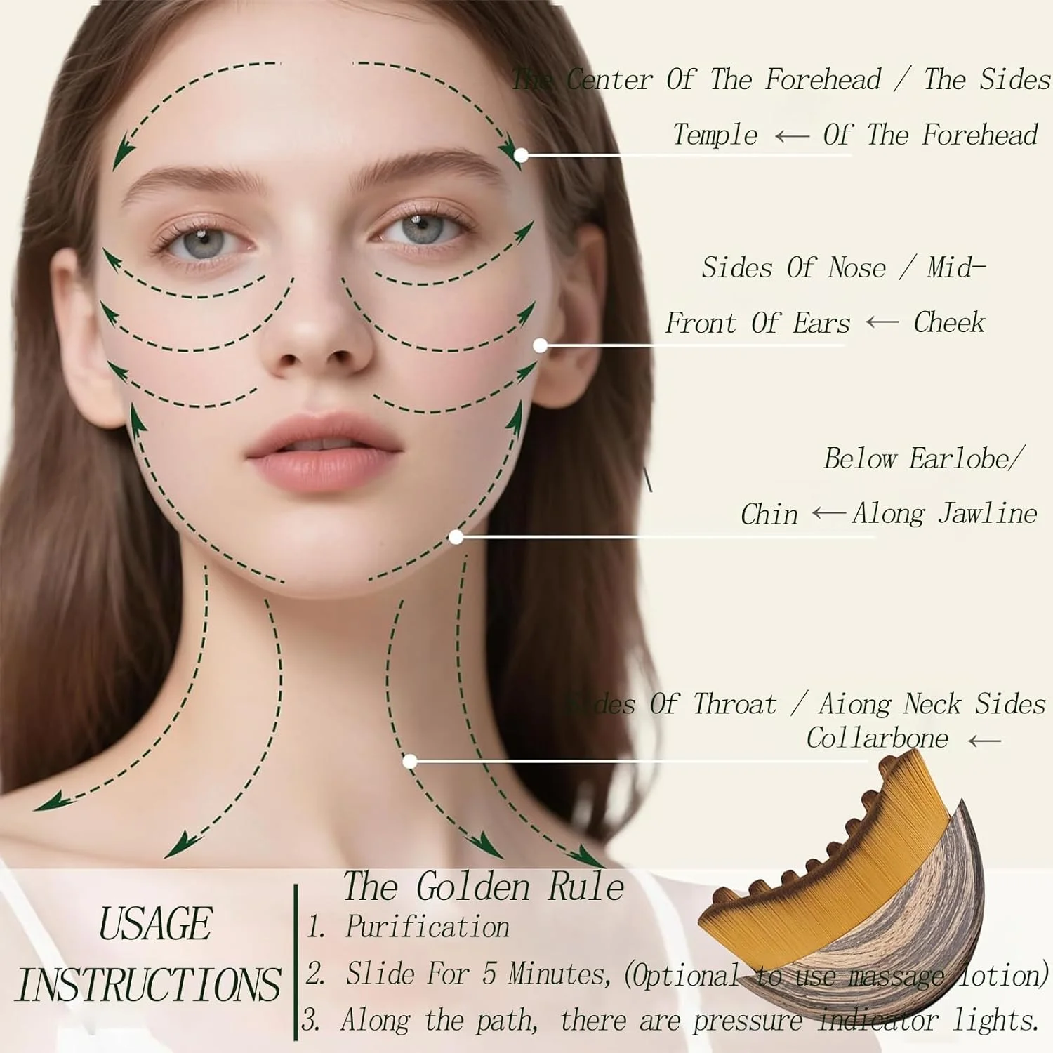 

Lymphatic Contour Face Brush Lymphatic Drainage Reduce Puffiness Massage Tool Facial Massager Face Chin Skin Sculpting Tool