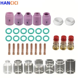 38Pcs/lot TIG Welding Torch Nozzle Ring Cover Gas Lens Glass Cup Kit For WP17/18/26 Welding Accessories Tool Kit Set