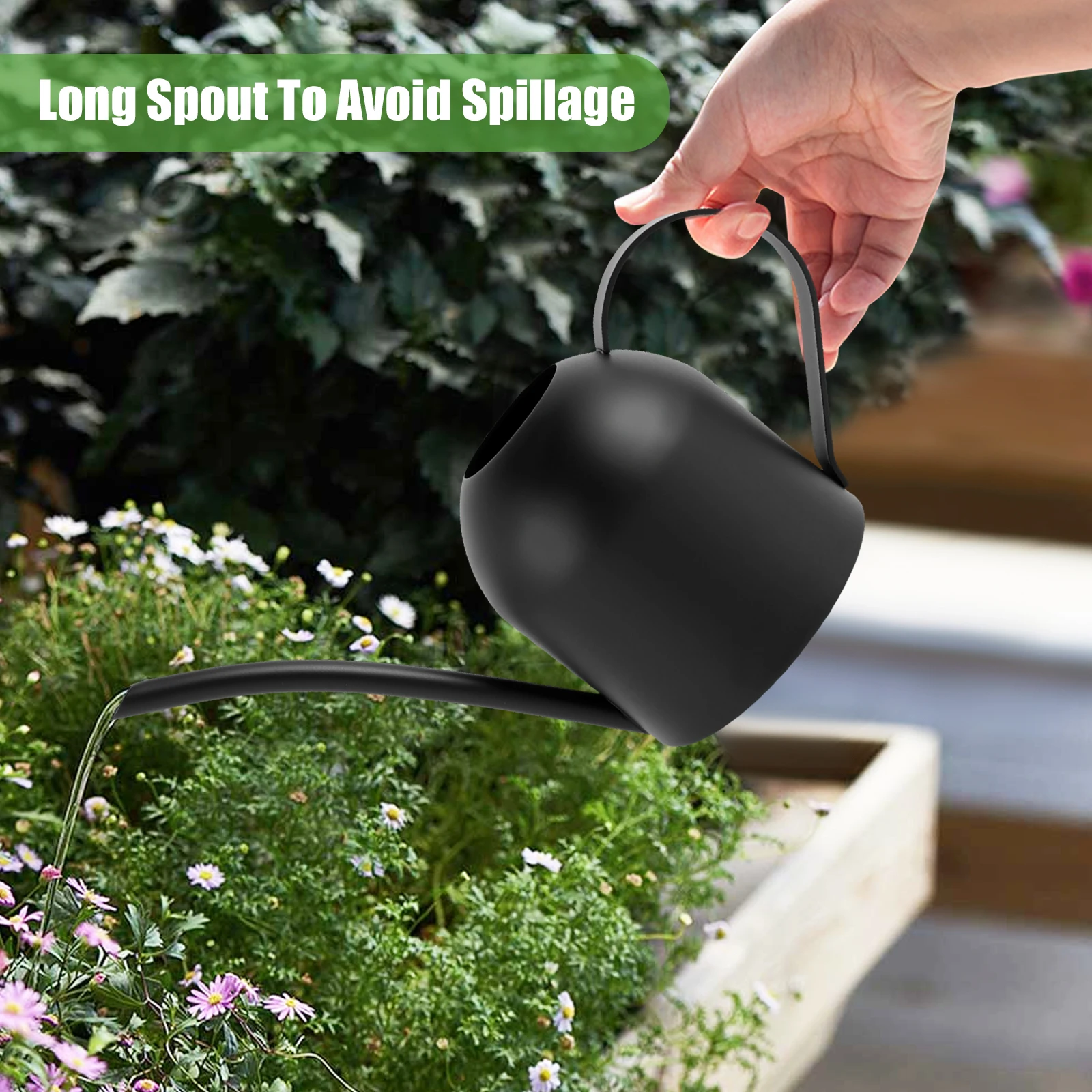 Stainless Steel Watering Pot 0.5/1L Plants Watering Can with Long Spout Outdoors Plants Vintage Watering Pot