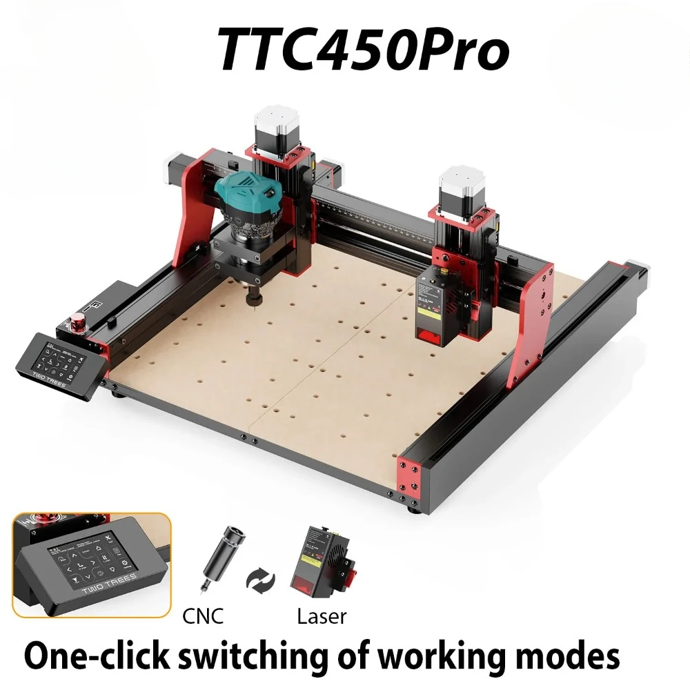 TwoTrees TTC450Pro CNC Machine 4-Axis Metal Cutting Machine For CNC Router Machine And LASE Engraving Cutting Wood GRBL Control