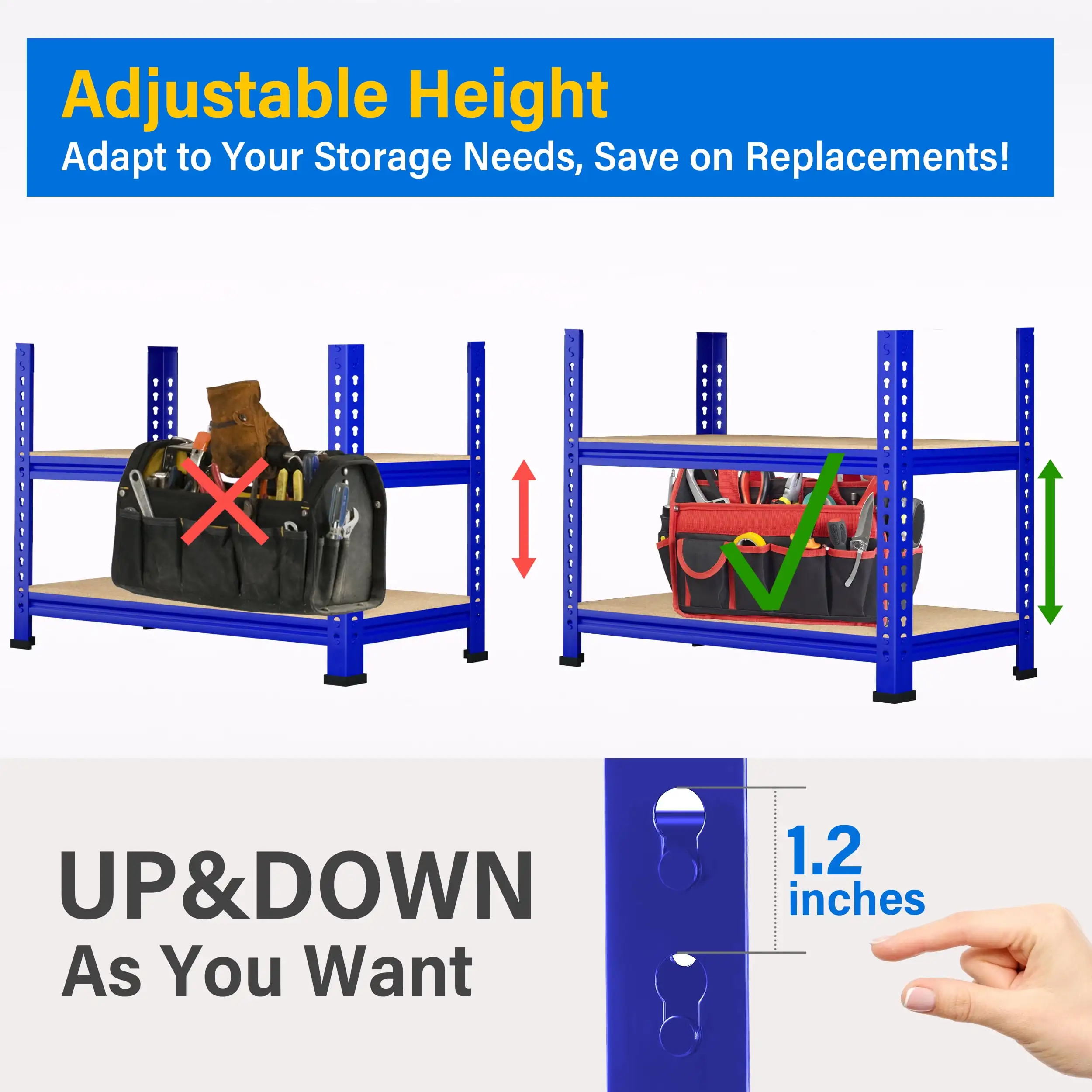 Storage Shelves 5 Tire Metal Garage Storage Shelving Unit Heavy Duty Adjustable for 1325lbs 28" W x 12" D x 59" H