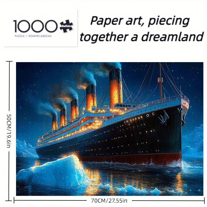 Rompecabezas nocturno de Iceberg Titanic Cruise Ship de 1000 piezas: un rompecabezas para adultos, ideal para familiares y amigos. Grandes opciones de regalo