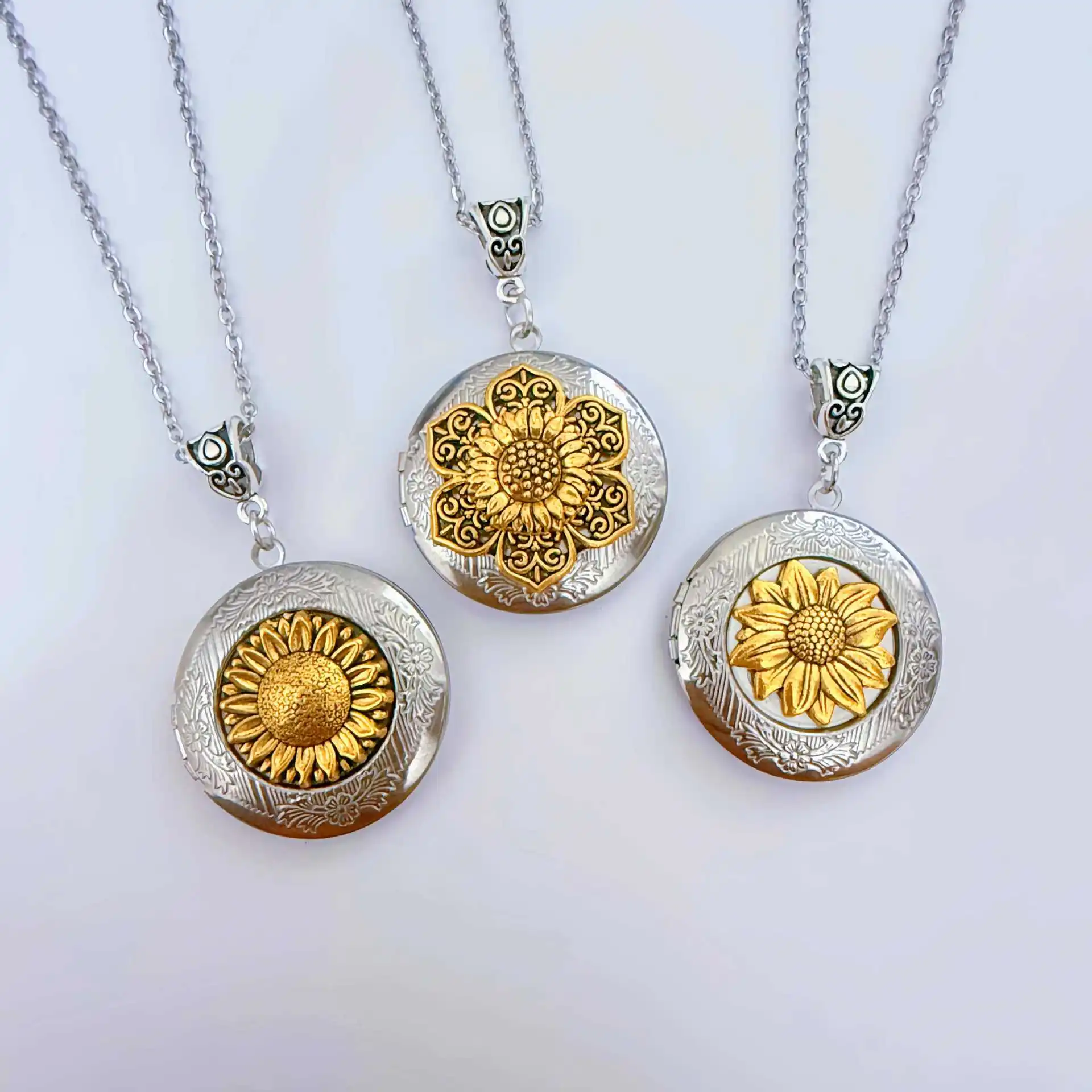 

Sunflower Cameo necklace, vintage jewelry, carved disc, golden Color Sunflower, wedding party, Gift For Her, Women Choker