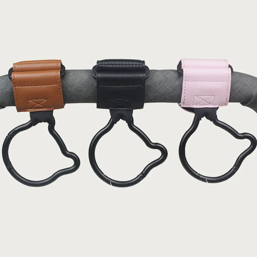 ตะขอแขวนรถเข็นเด็ก ลายการ์ตูนหมี สีพื้น ทำจาก PU อุปกรณ์เสริมสำหรับรถเข็นเด็ก