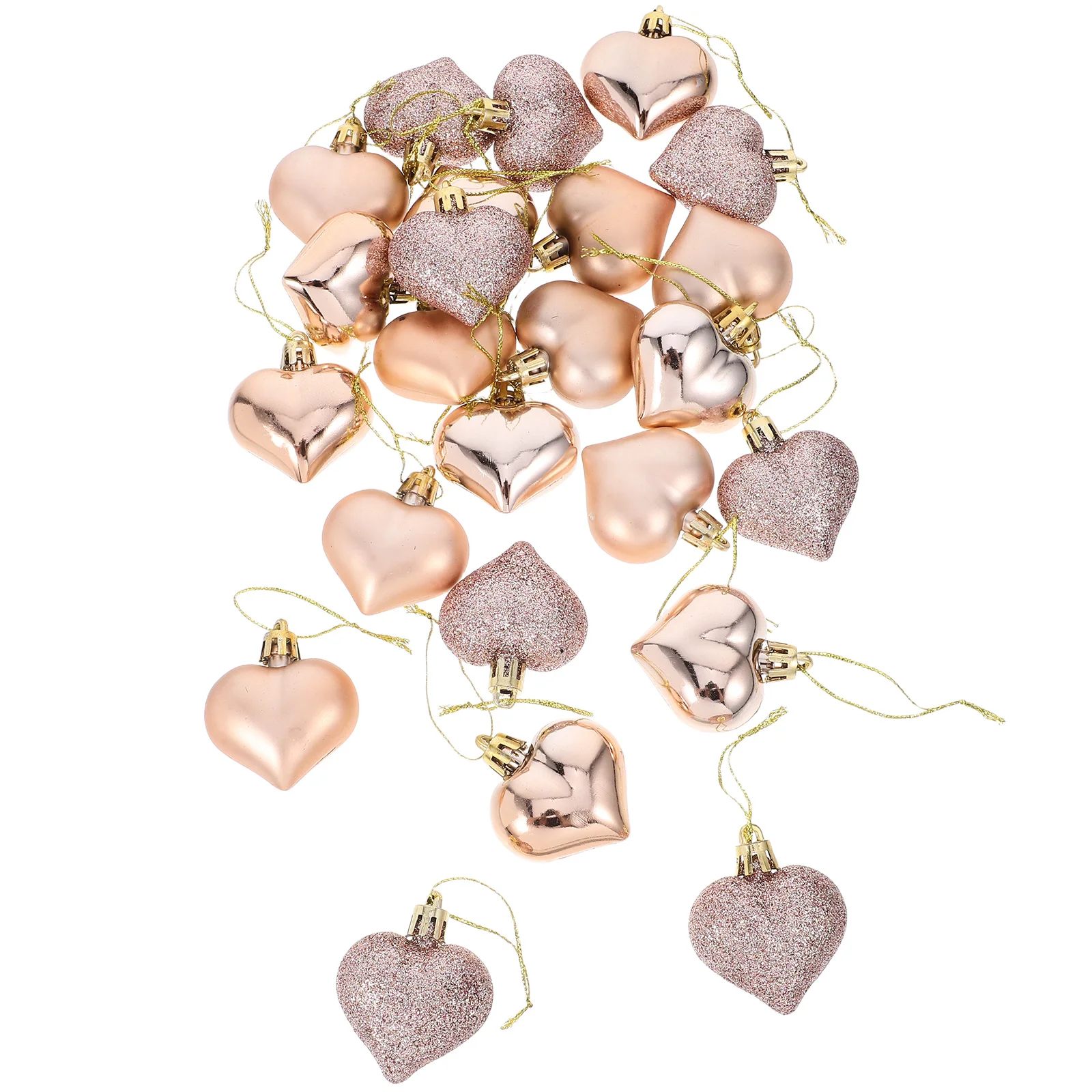 

24Pcs Valentines Day Heart Ornaments Glitter Heart Shaped Hanging Baubles Romantic Home Decor Party Decoration