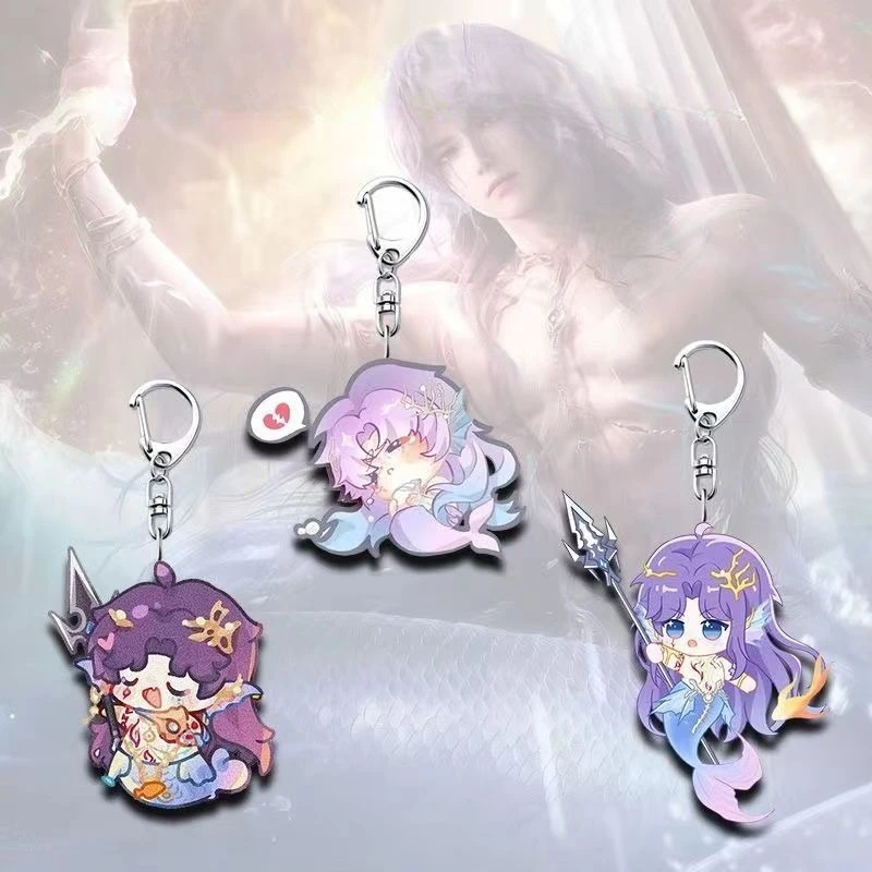 

Game Love and Deepspace Rafayel Cosplay Keychain Moya Sea God Q Version Backpack Pendant Roleplay Prop Cute Cartoon Unisex Gift