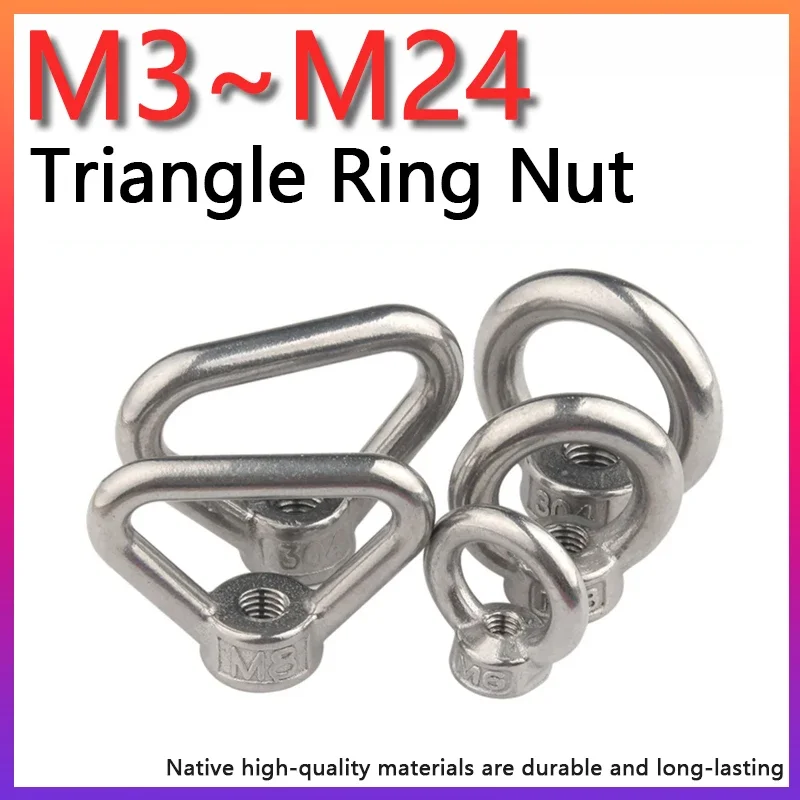 

1/2/3pcs M3 M4 M5 M6 M8 M10 M12 M16 M18 M20 M22 M24 304 Stainless Steel Lifting Eye Nuts Triangle Ring Hand Screw Lock Nut
