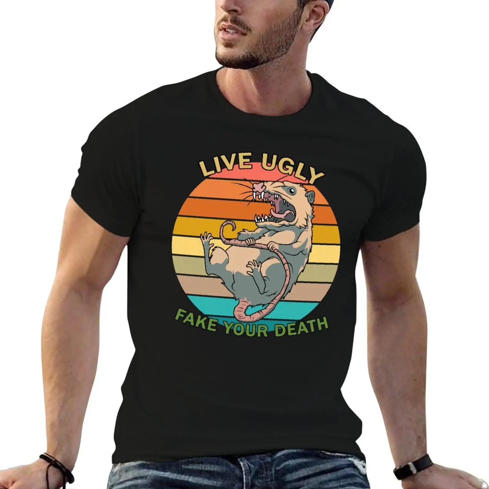 

Possum - live ugly fake your death T-Shirt t shirt for man 100 percent cotton essential t shirt man t shirt heavy cotton T-shirt
