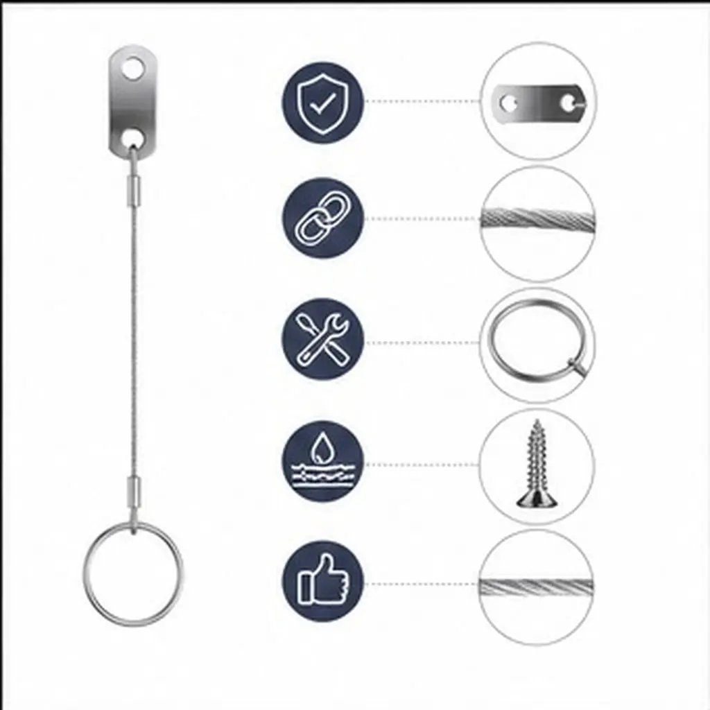1Set Stainless Steel Tether Cable Lanyard Safety Rope Marine Hardware Corrosion Resistant Salt Water Proof Bimini Hinge
