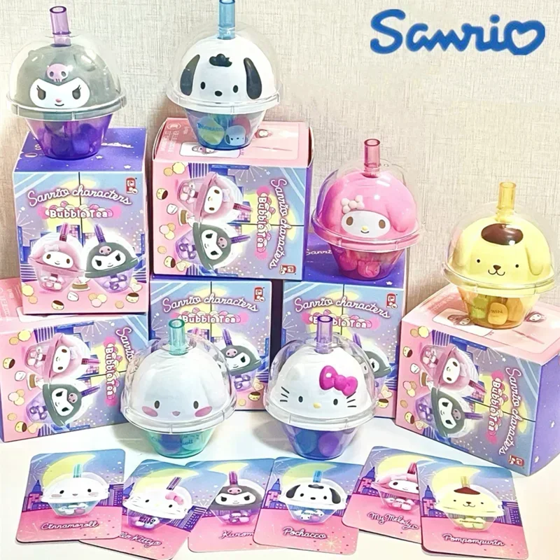 

MINISO Sanrio Characters Bubble Tea Cup Blind Box Hello Kitty Pachacco Desktop Decoration Ornaments Children's Toy Birthday Gift