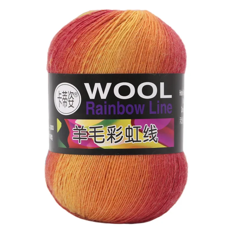 100g Wool Yarn Dye Rainbow Wool Flower Gradient Medium Thick Stick Needle Wool Hand Knitting Hat Coat Scarf Line