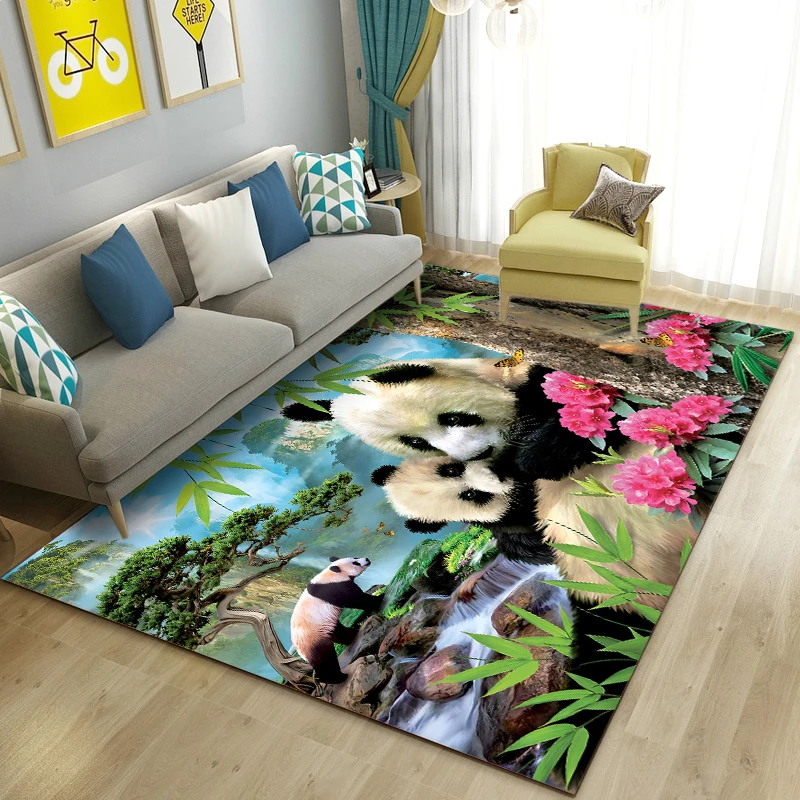 3D Cartoon Cute Panda Area Rug,Carpet Rug for Living Room Bedroom Sofa Doormat Kitchen Decoration,Kids Play Non-slip Floor Mat