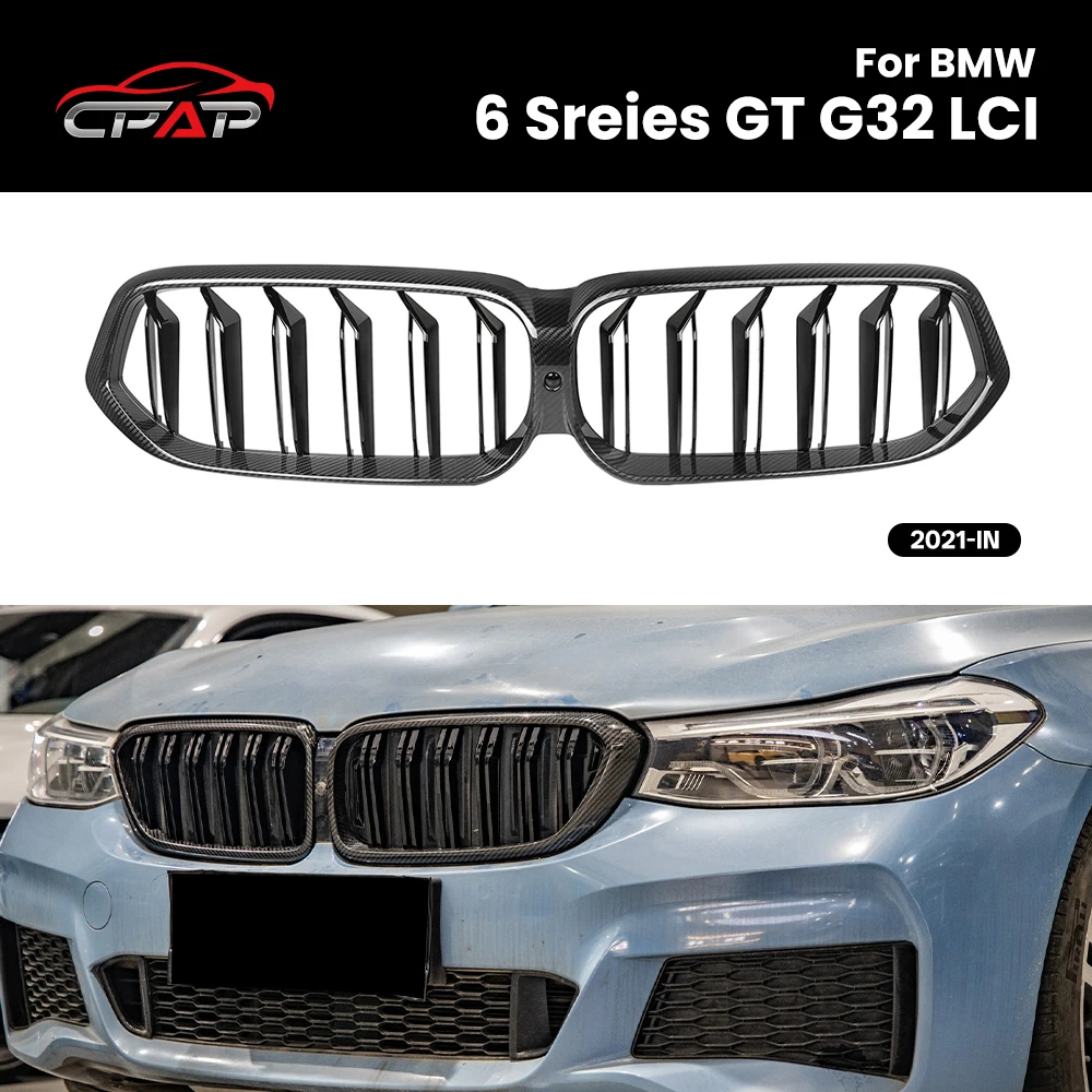 

For BMW 6 Series GT G32 LCI 2021-IN Front Kidney Bumper Grille Real Dry Carbon Fiber Hood Grills Auto Replacement Parts