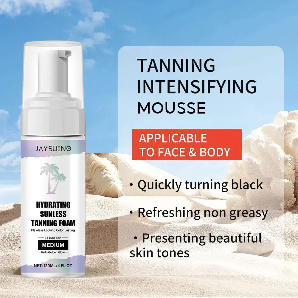 Dark Self Tan Mousse Streak-Free Natural Glow No Fake Tan Lasting Bronzing Skin Moisturizer Organic Sunless Tanner Tanning Foam