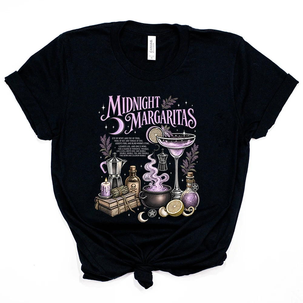 Halloween Practical Magic Tee Midnight Margaritas Witch Cocktail Shirt Feminist  Aesthetic Spooky Witchy Vibes T-shirt Party Top