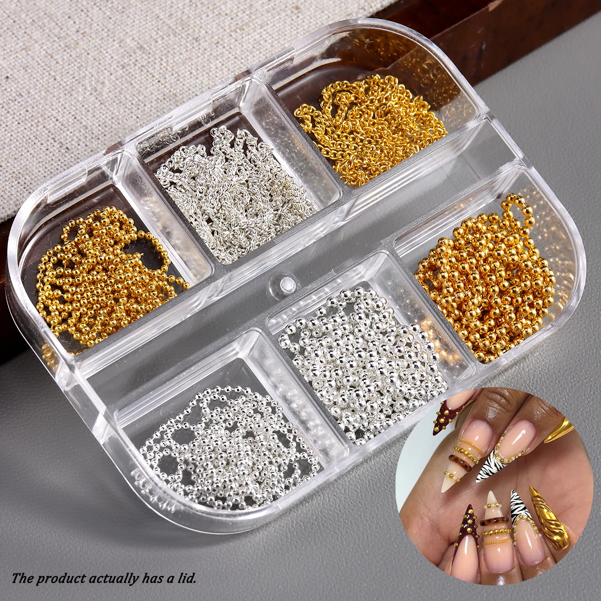 Metall-Nagelkunstketten, Gold-Silber Nagelketten, 3D Nageldekoration, Charmanter Nagelschmuck, Persönlicher Nageldesign-Ornament für Maniküre